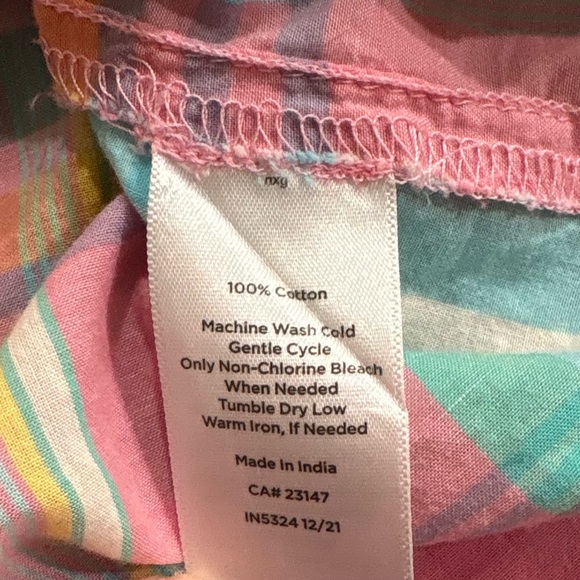 Talbots EUC Multicolored Spring Plaid Cotton Button-Up Shirt long sleeve Size M - Picture 8 of 8